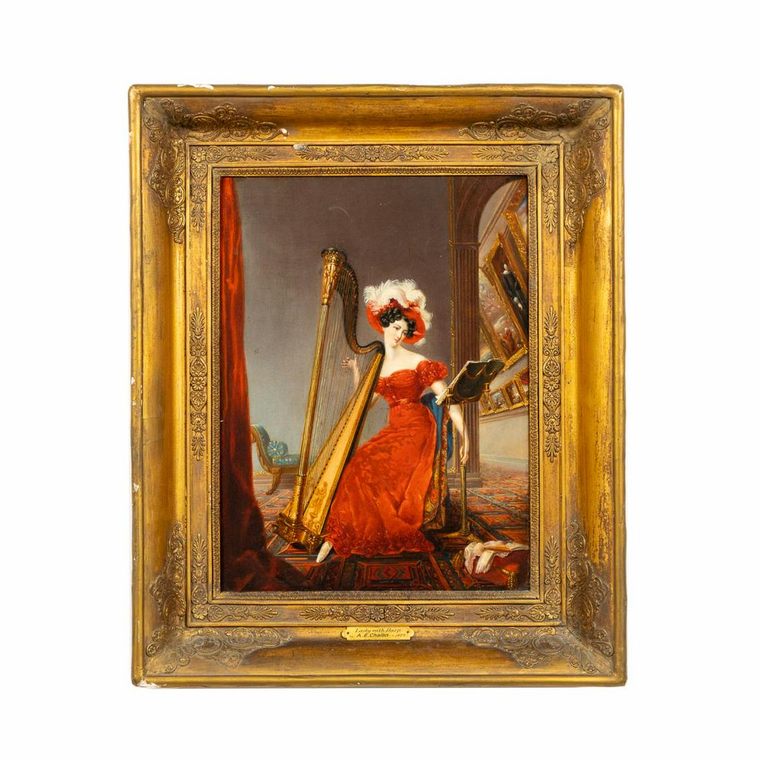 ALFRED EDWARD CHALON, "LADY WITH HARP", FRAMED (1 of 3)