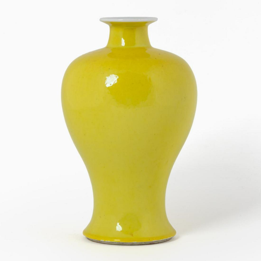 CHINESE YELLOW PORCELAIN VASE, H. MOOG LABEL (1 of 5)
