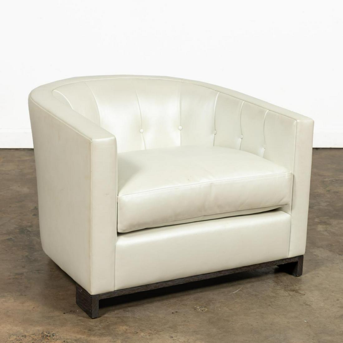 A. RUDIN MODERN WHITE LEATHER BARREL CHAIR (1 of 8)