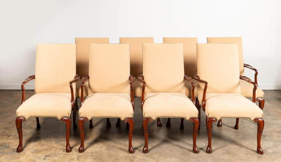SET 8, ARTHUR BRETT & SONS QUEEN ANNE ARMCHAIRS (1 of 5)