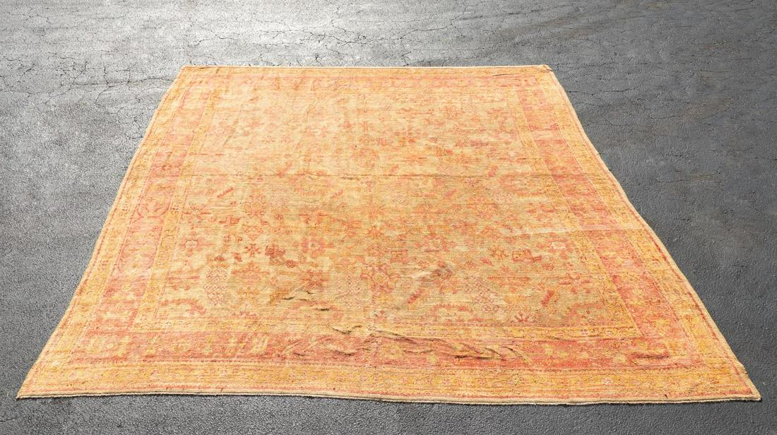 HAND WOVEN ANTIQUE OUSHAK RUG, 12' 5" X 11' (1 of 6)