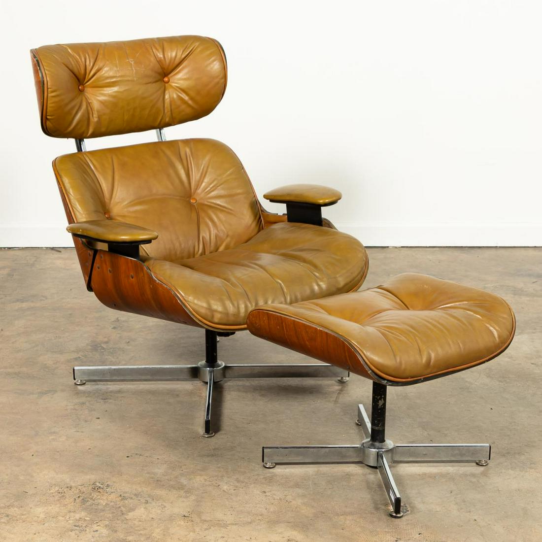 Mid Century Modern Eames Style Chair & Ottoman