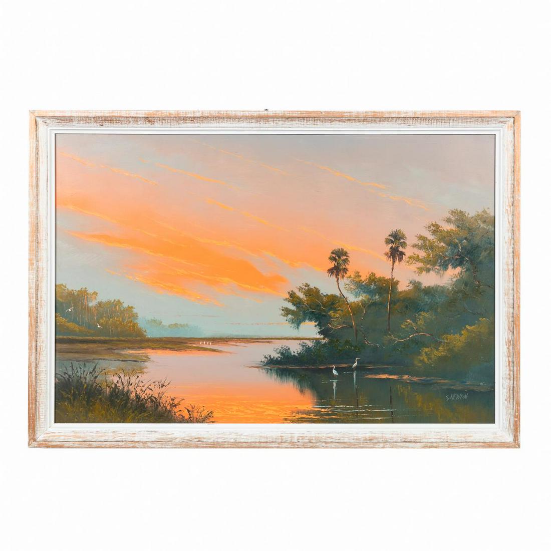 HIGHWAYMEN ARTIST SAM NEWTON, MARSH AT SUNSET (1 of 3)