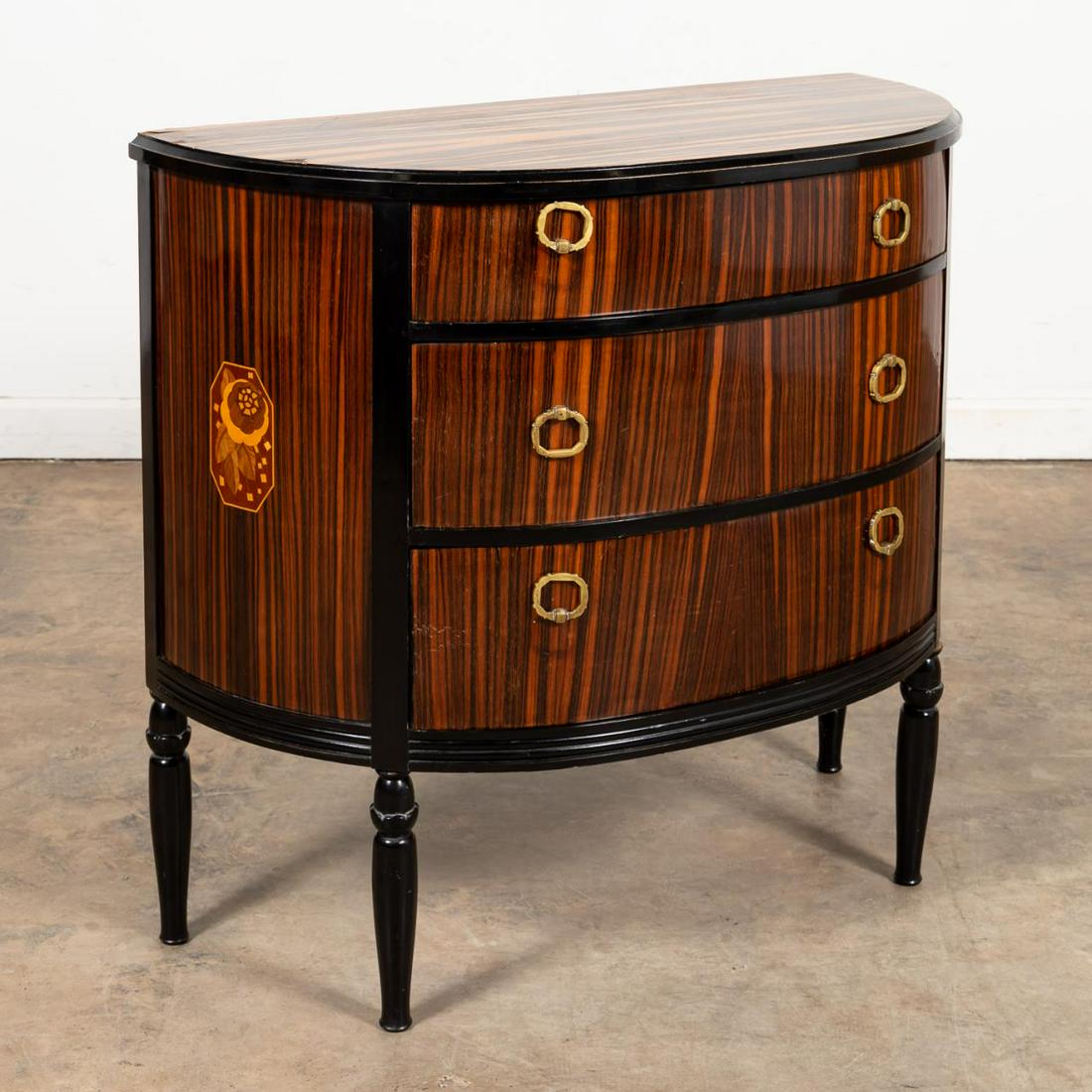 ART DECO ZEBRAWOOD & INLAID THREE DRAWER CHEST (1 of 9)