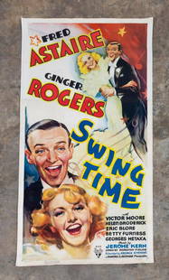 "SWING TIME" LARGE 3 SHEET MOVIE POSTER, 1936: RKO Radio Pictures (American, 20th century). "Swing Time" starring Fred Astaire and Ginger Rogers -1936, three sheet lithographic cinema poster. Unframed. Provenance: The Estate of an Important Atlant