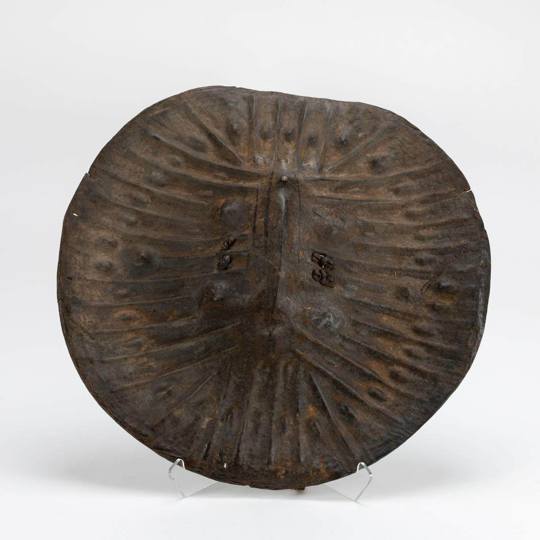 AFRICAN, ETHIOPIAN ROUND HIDE SHIELD, L. 19TH C. (1 of 6)