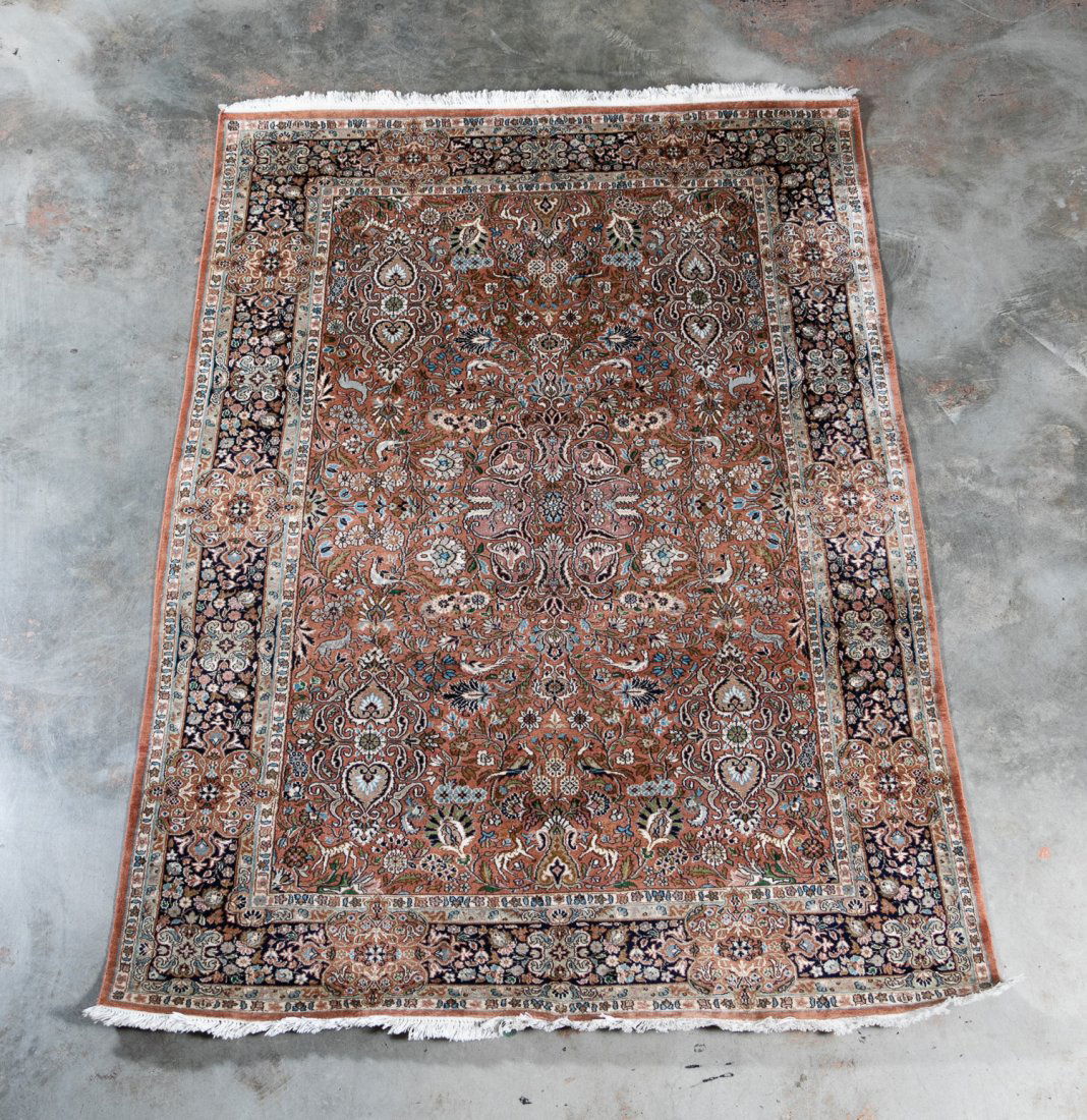 HAND WOVEN ANATOLIAN SILK RUG, 4' 9" X 7' 2" (1 of 5)