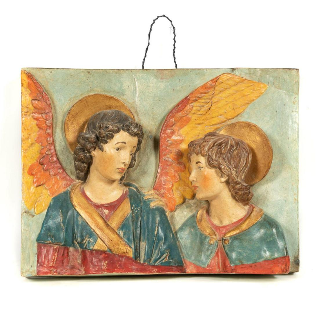 VIETRI TERRACOTTA GILDED & PAINTED HANGING PLAQUE (1 of 5)