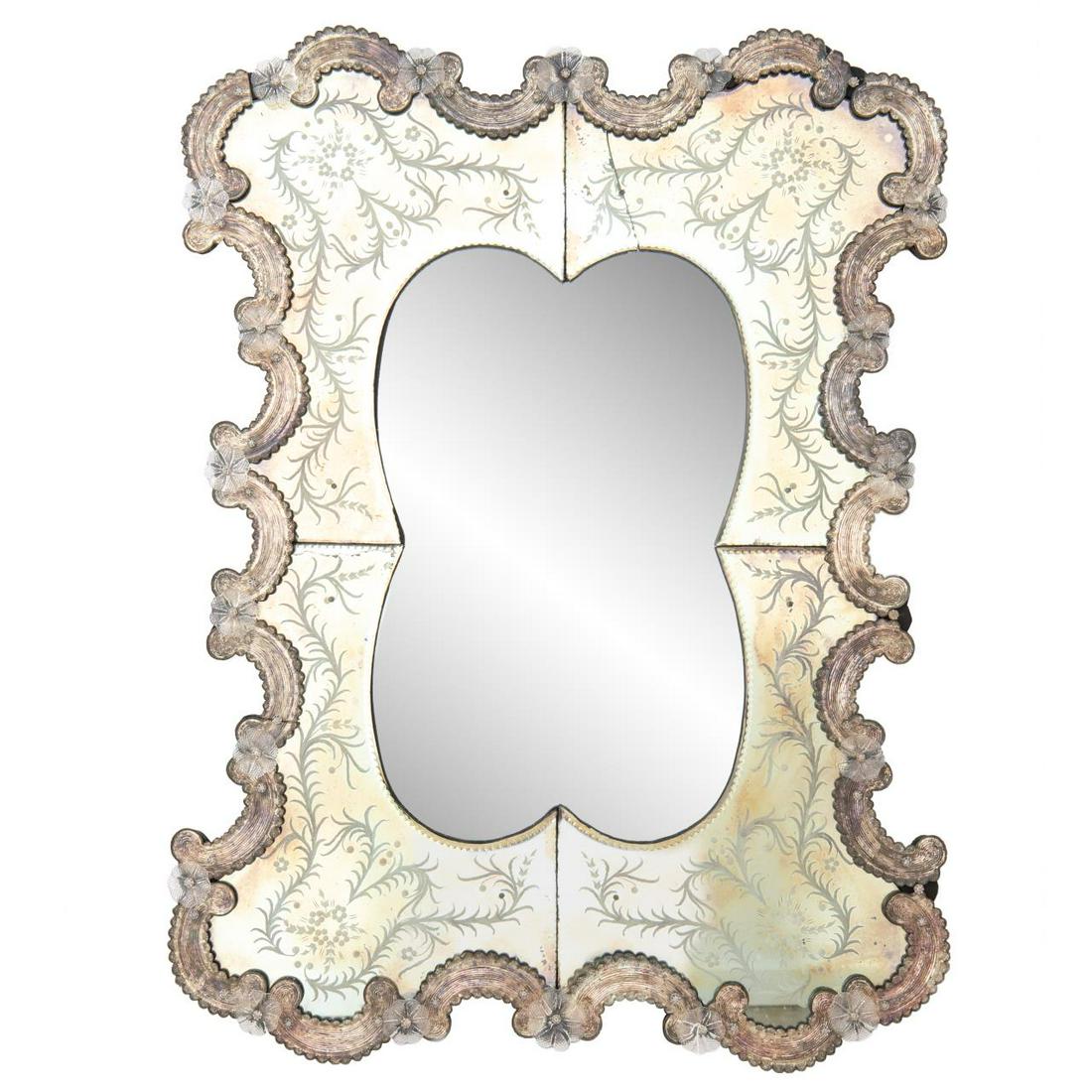 20TH C. VENETIAN CARTOUCHE-FORM ETCHED MIRROR (1 of 5)