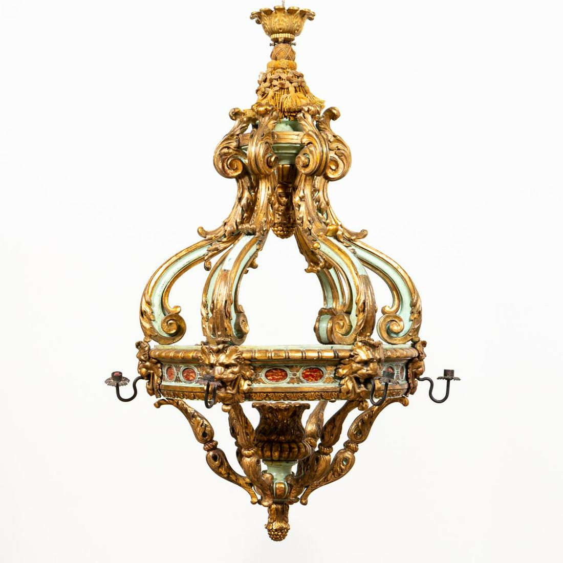 18TH C. VENETIAN PARCEL GILT SIX-LIGHT CHANDELIER (1 of 6)