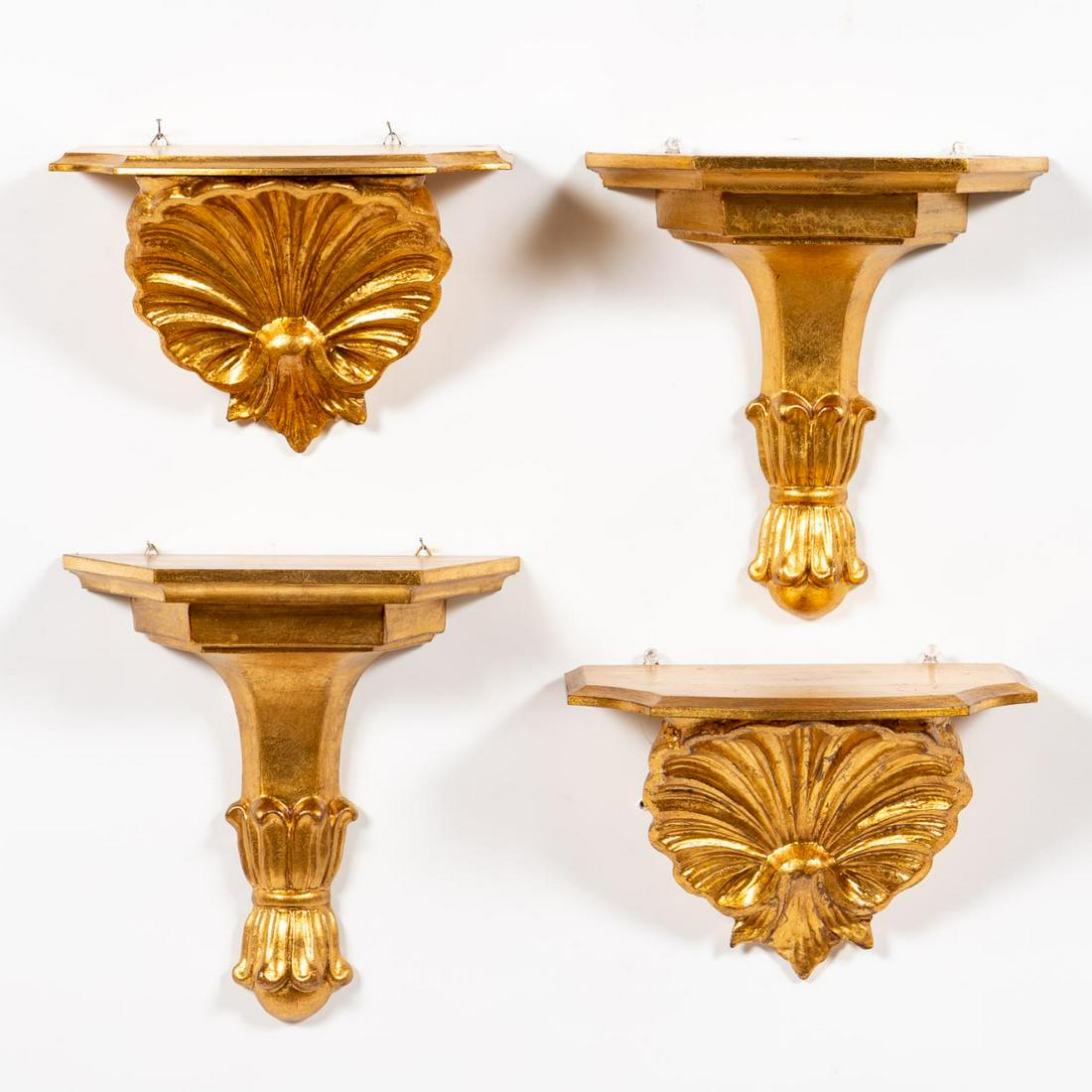 TWO PAIRS OF ITALIAN GILTWOOD WALL BRACKETS (1 of 6)