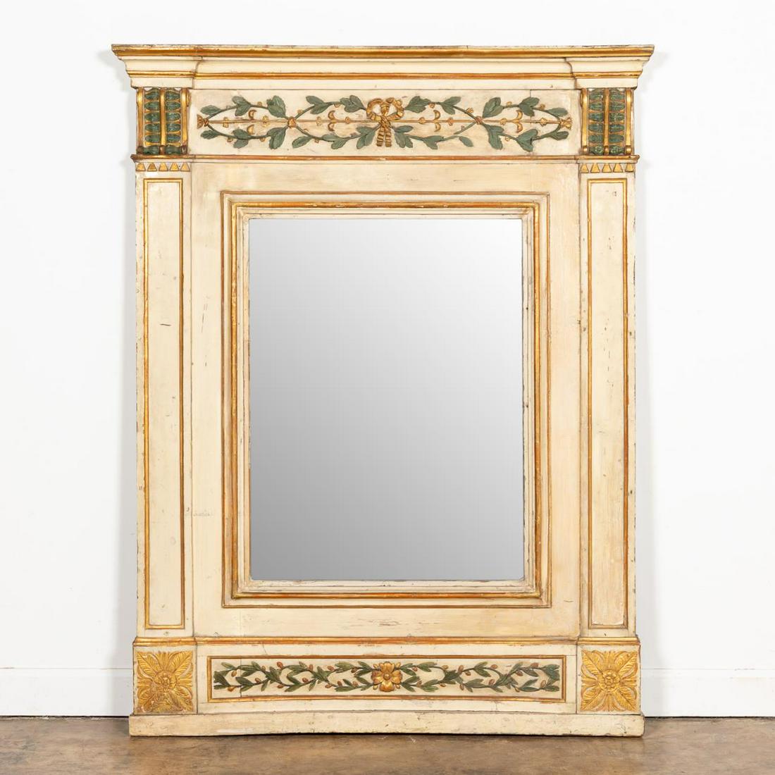 ITALIAN NEOCLASSICAL PAINTED OVERMANTEL MIRROR (1 of 5)