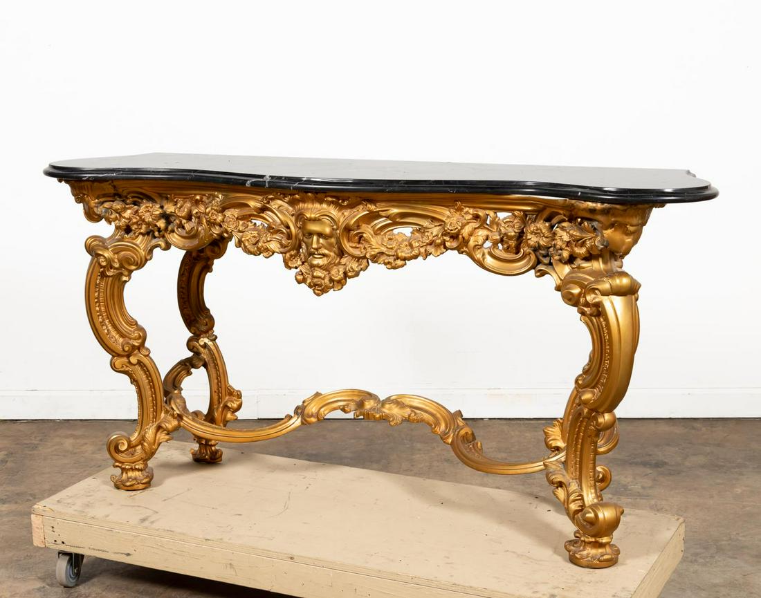 ITALIAN ROCOCO-STYLE BRONZE MARBLE TOP CONSOLE (1 of 11)