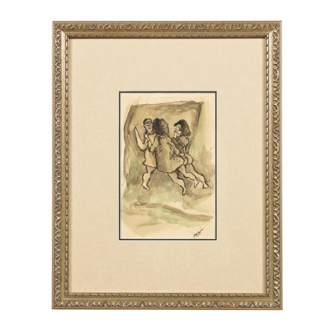 JULES PASCIN, THREE DANCING FIGURES, WATERCOLOR (1 of 3)
