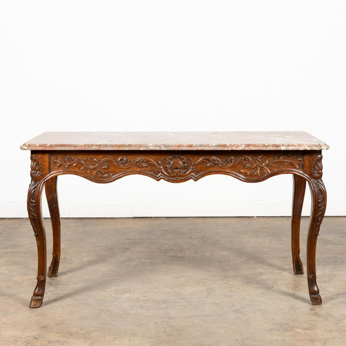 18TH C. REGENCE MARBLE TOP WALNUT SALON TABLE (1 of 5)