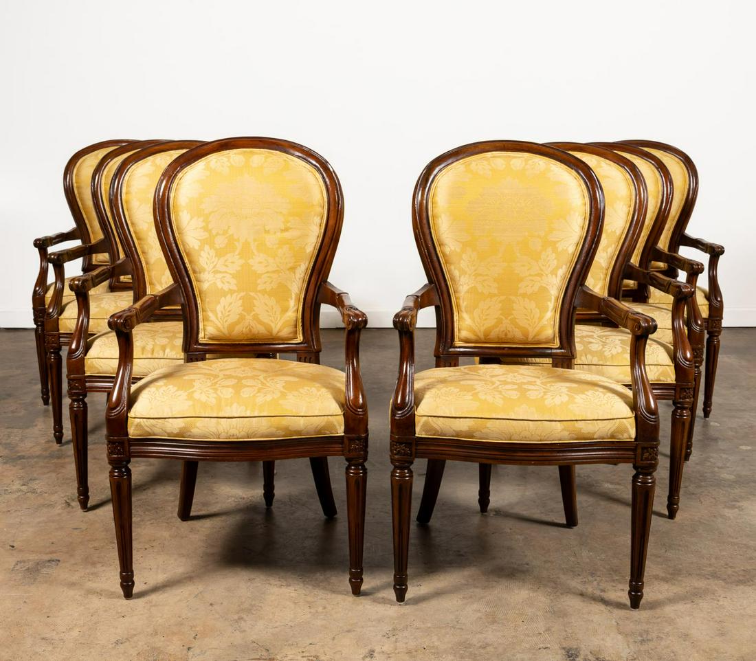 SET OF EIGHT LOUIS PHILIPPE-STYLE CARVED ARMCHAIRS (1 of 6)