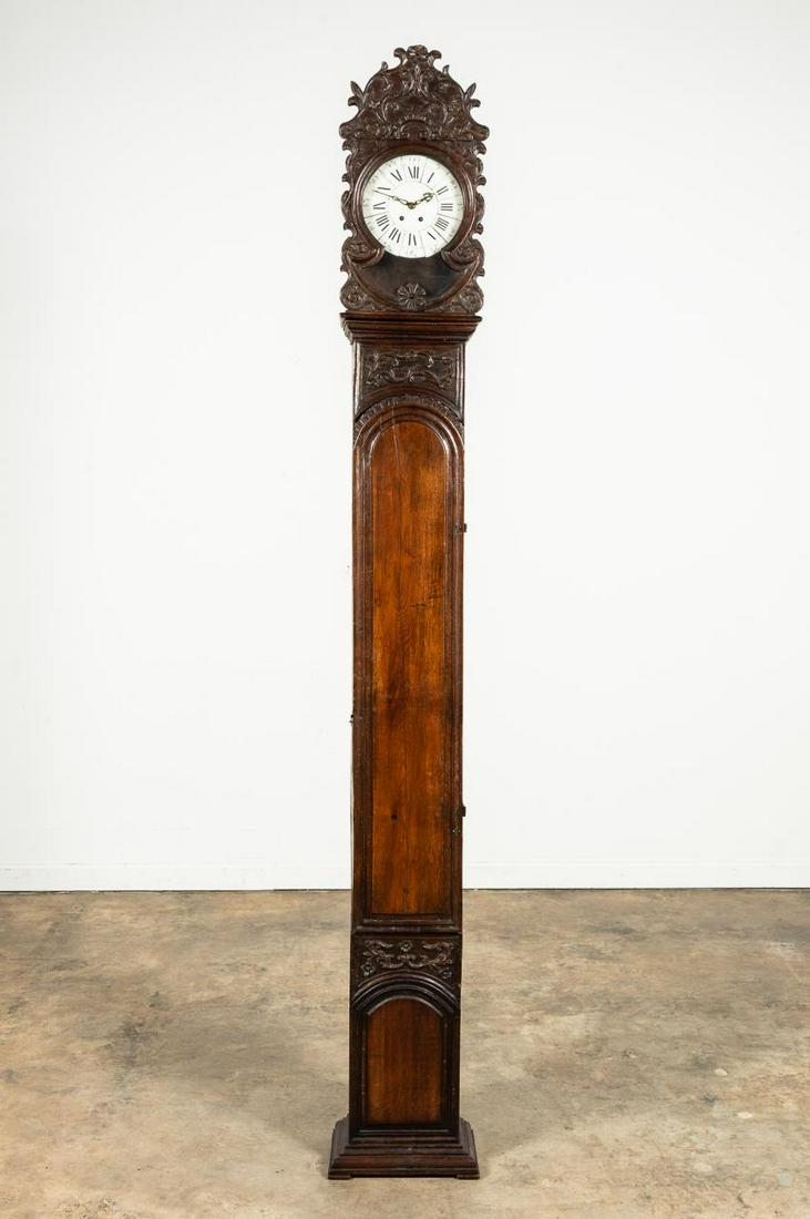 18TH C. FRENCH PROVINCIAL CARVED TALL CASE CLOCK (1 of 10)