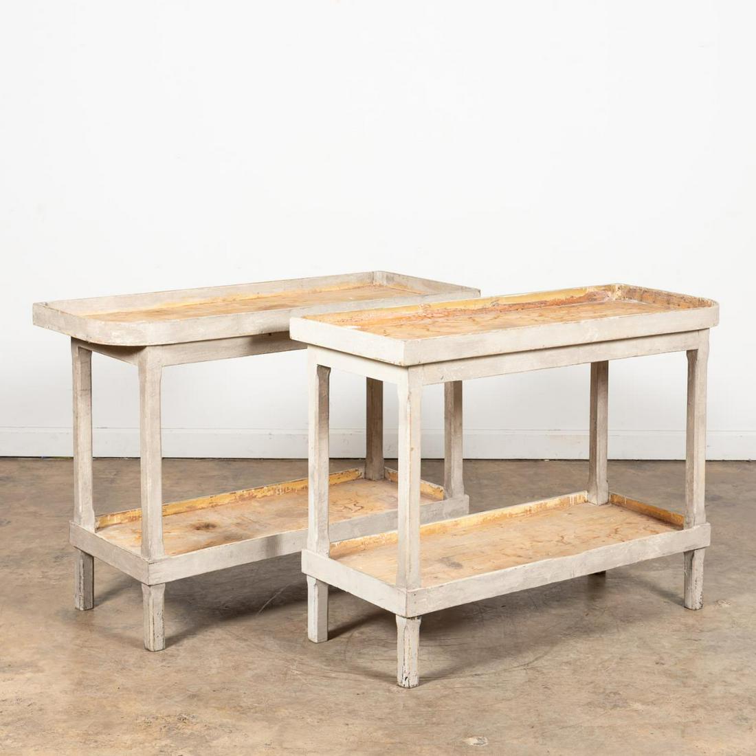 PAIR OF FRENCH WHITEWASHED WOODEN GARDEN STANDS (1 of 5)