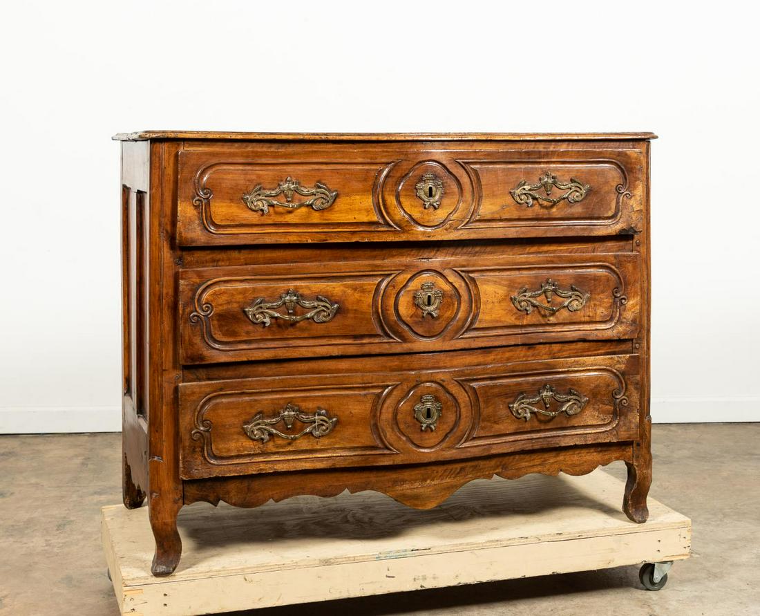 18TH C. LOUIS XIV THREE-DRAWER WALNUT COMMODE (1 of 8)