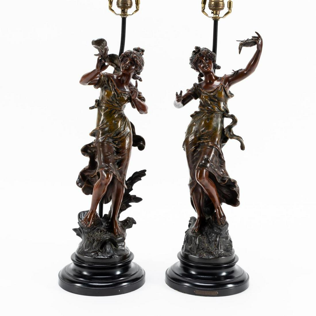 TWO AFTER MOREAU CAST METAL FEMALE FIGURAL LAMPS (1 of 10)