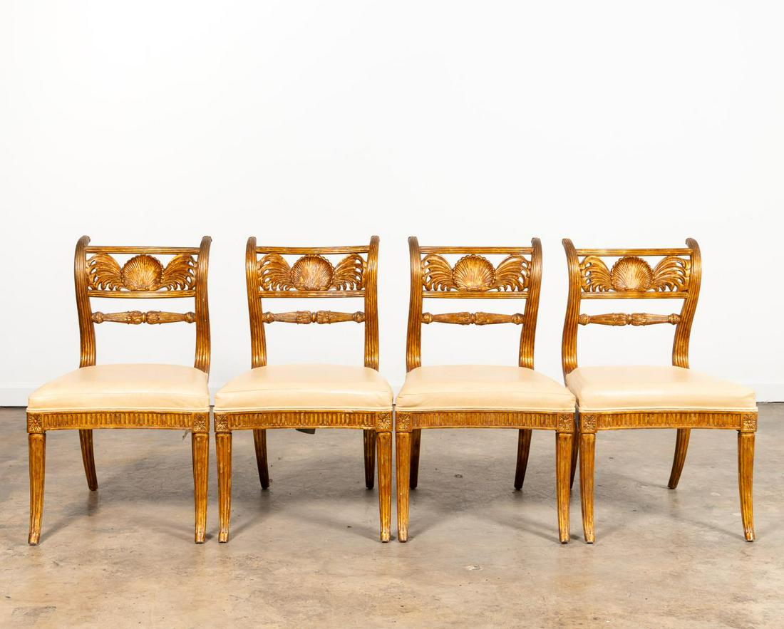 FOUR MAITLAND SMITH REGENCY-STYLE GILDED CHAIRS (1 of 5)