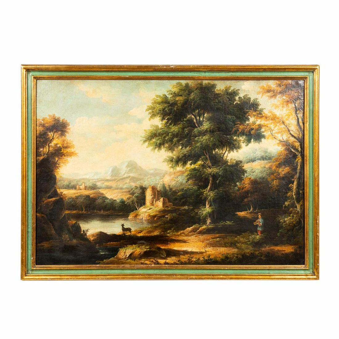 19TH C. CONTINENTAL OIL ON CANVAS LANDSCAPE FRAMED (1 of 3)