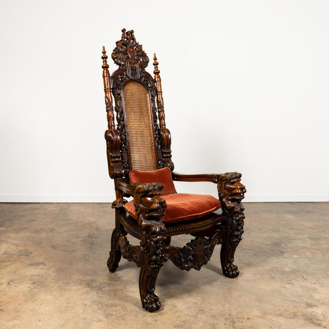 MAHOGANY CARVED GOTHIC STYLE THRONE CHAIR (1 of 8)