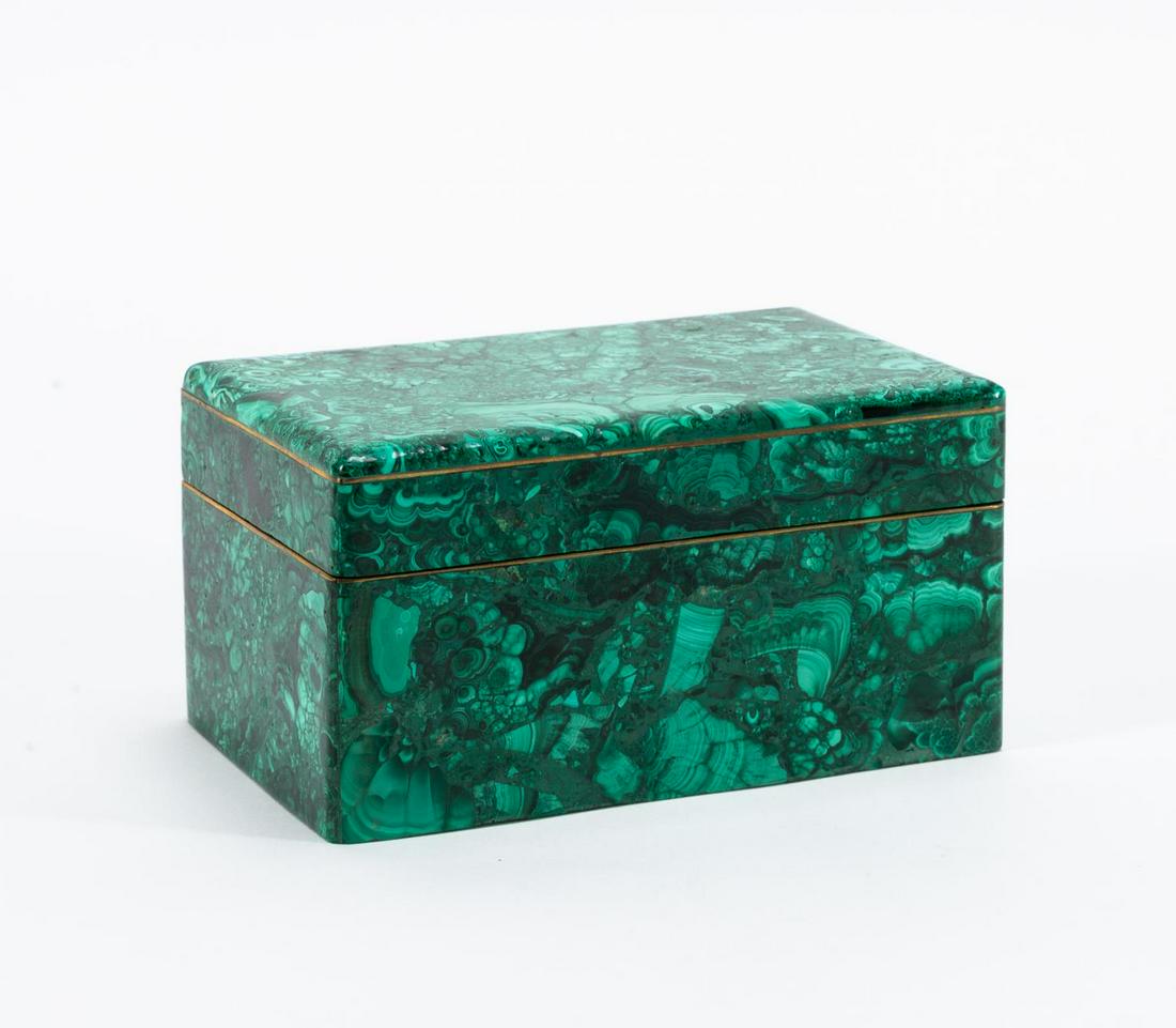 RECTANGULAR-FORM LIDDED MALACHITE BOX (1 of 5)