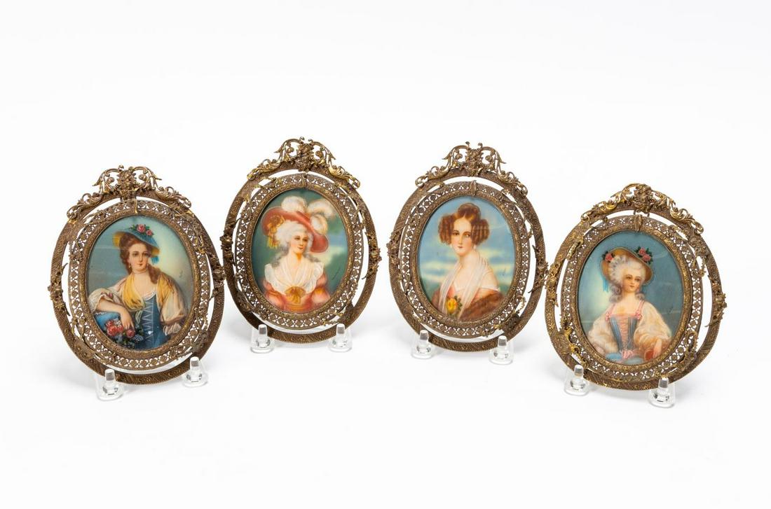 GROUP OF 4 CONTINENTAL PORTRAIT MINIATURES (1 of 10)