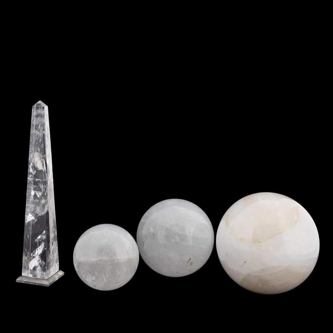 FOUR PIECES, ROCK CRYSTAL ORBS AND OBELISK (1 of 5)