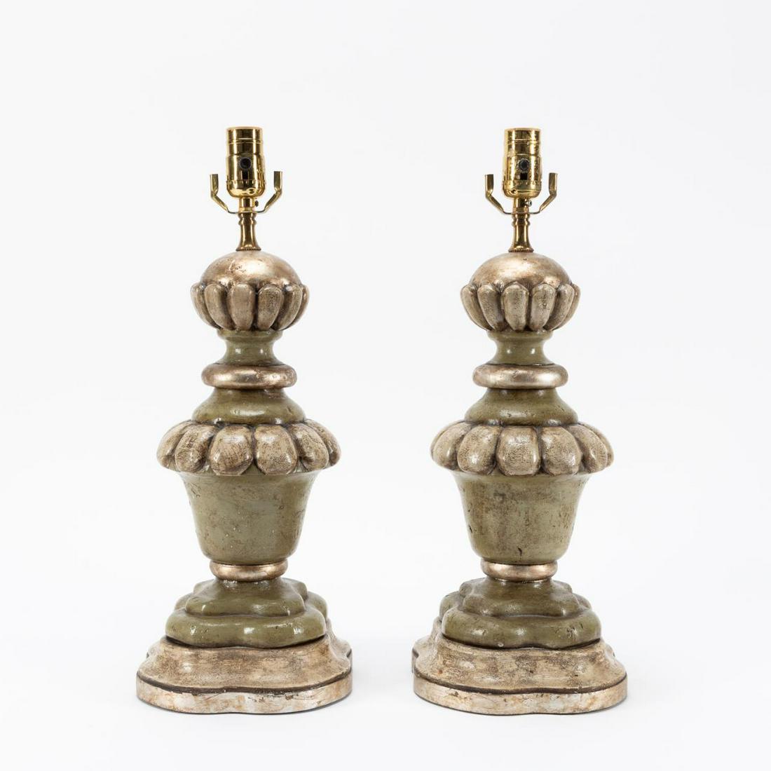 PR, BALUSTER-FORM PAINTED TABLE LAMPS, WITH SHADES (1 of 5)