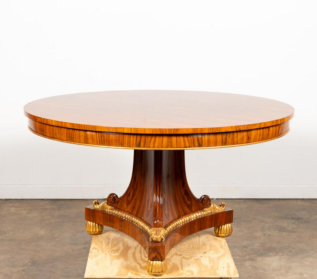 REGENCY-STYLE PARCEL GILT ZEBRAWOOD CENTER TABLE (1 of 4)
