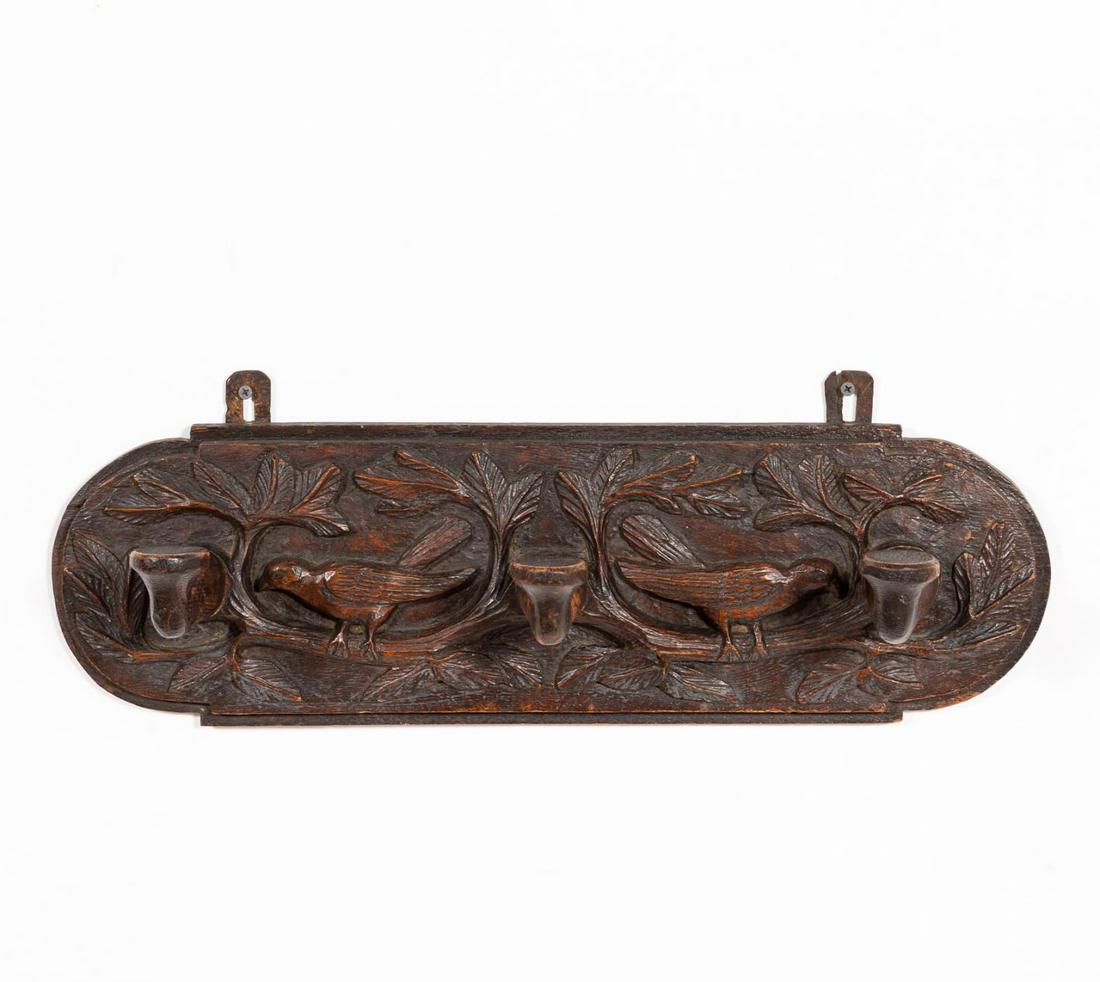 19TH C. CARVED BLACK FOREST TRIPLE COAT RACK (1 of 6)