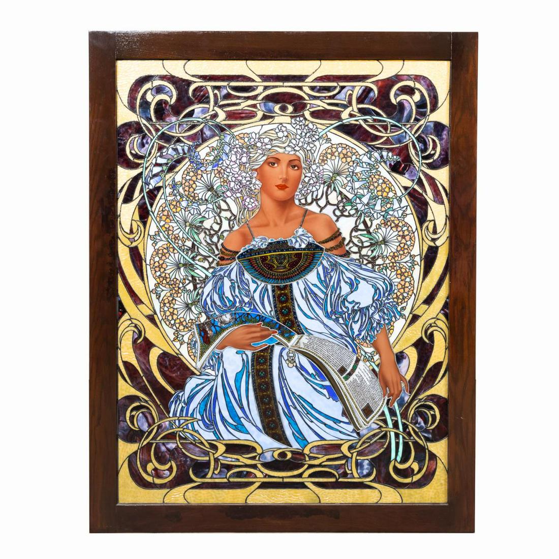 BOGENRIEF ART NOUVEAU-STYLE STAINED GLASS WINDOW (1 of 7)