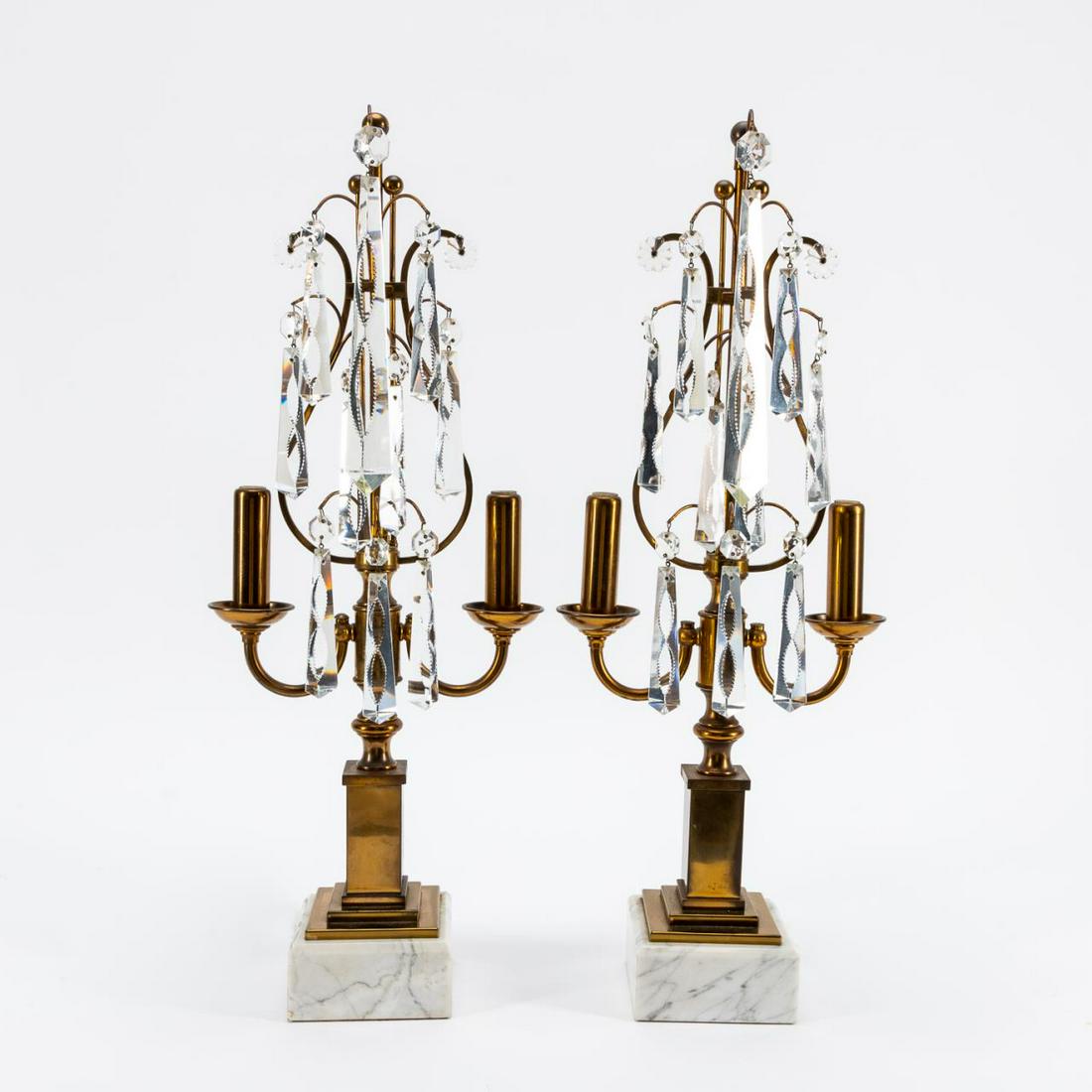 PR., HOLLYWOOD REGENCY TWO-LIGHT LYRE-FORM LUSTRES (1 of 5)