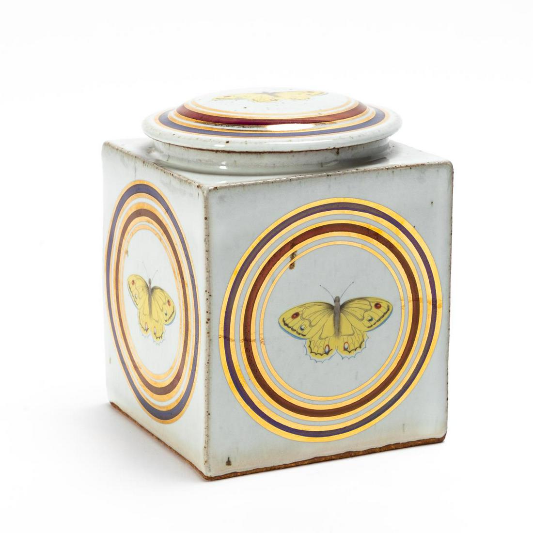 TYRONE LARSON, STONEWARE CUBE LUSTER BUTTERFLY BOX (1 of 6)
