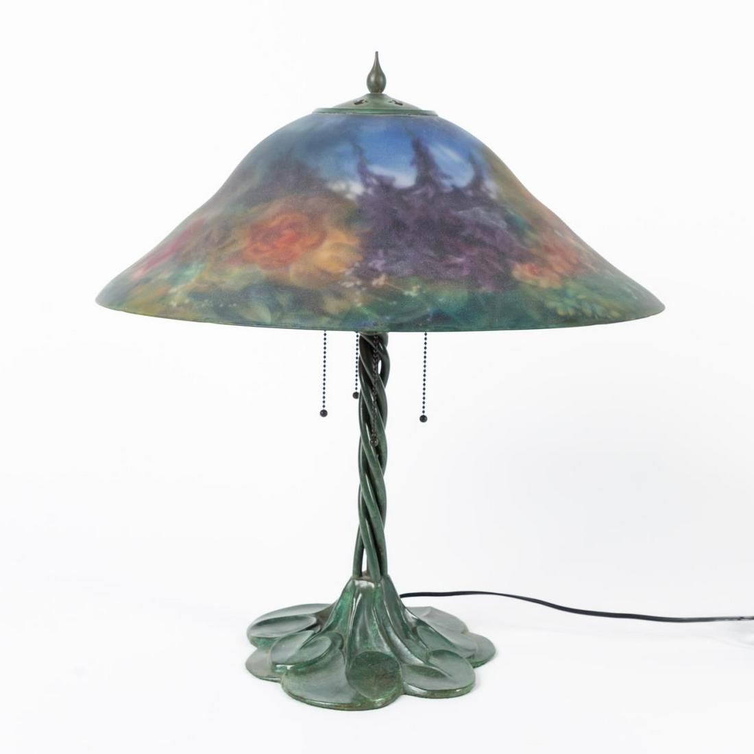 ULLA DARNI REVERSE PAINTED LAMP ON LILY-FORM BASE (1 of 7)