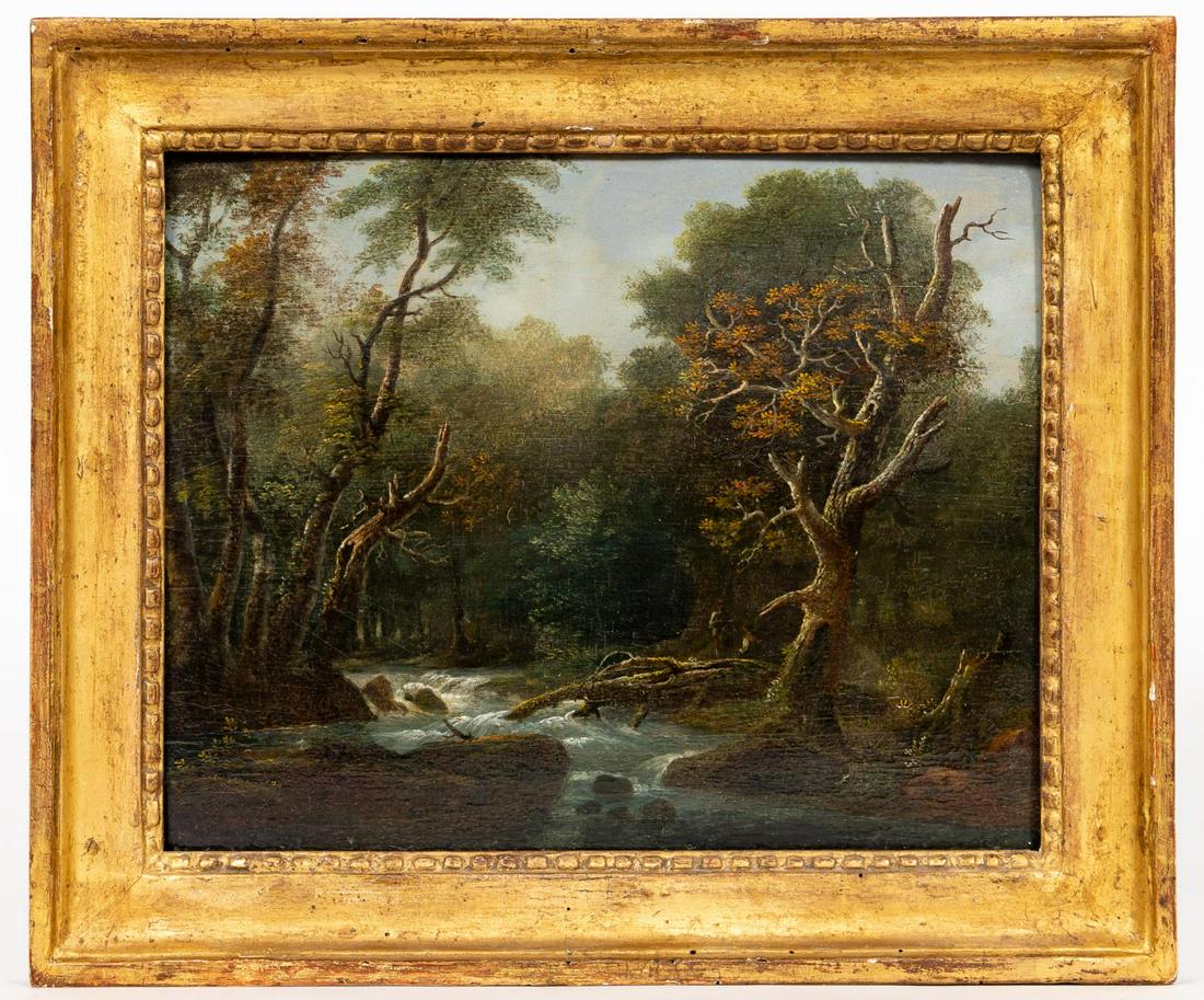 19TH C. LANDSCAPE OIL ON BOARD, GILTWOOD FRAME (1 of 5)
