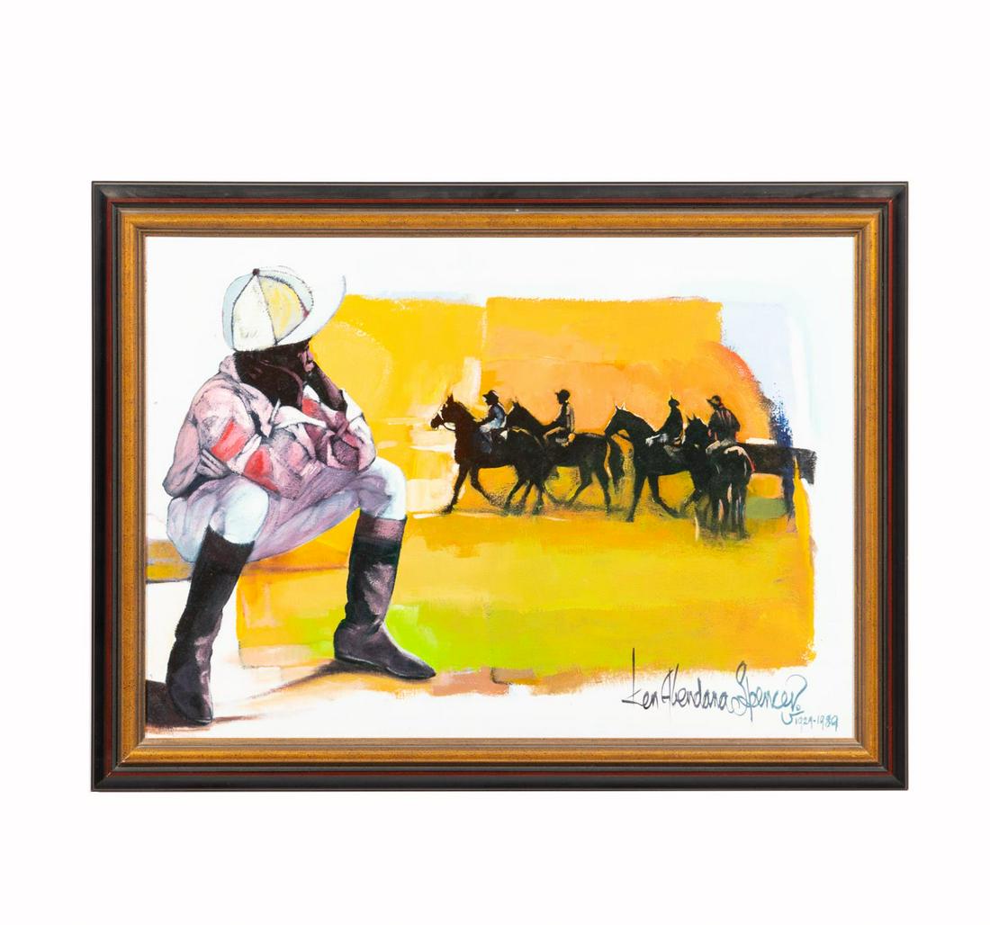 KEN SPENCER EQUESTRIAN HORSE RACING PAINTING (1 of 4)