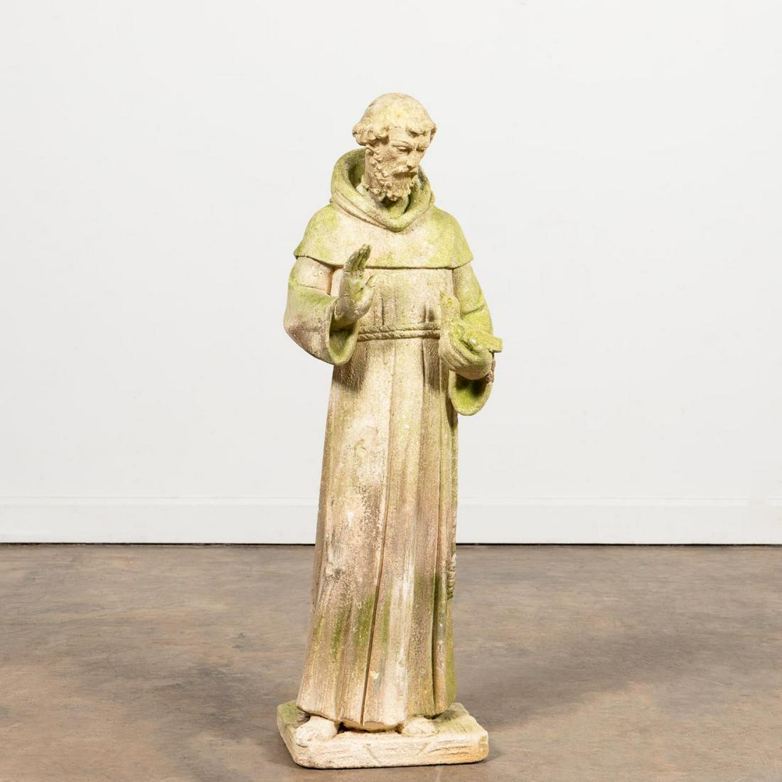 CAST STONE GARDEN FIGURE OF ST. FRANCIS OF ASSISI (1 of 6)