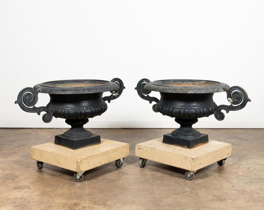 PR., VICTORIAN-STYLE CAST IRON GARDEN URNS (1 of 4)
