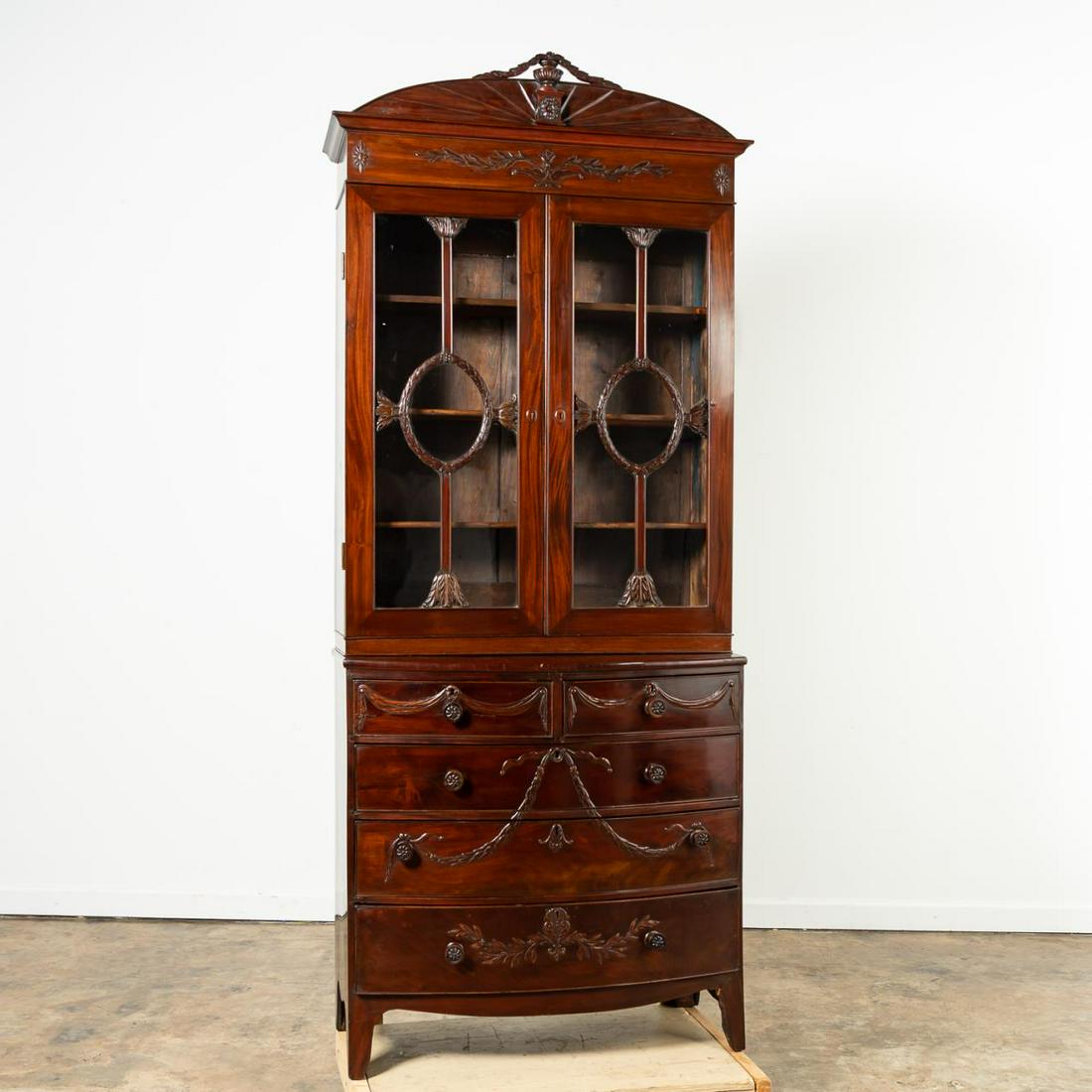 19TH C. HEPPLEWHITE STYLE MAHOGANY BUREAU BOOKCASE (1 of 7)