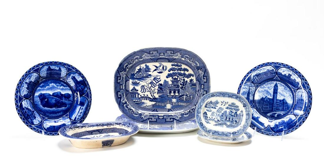 ENGLISH BLUE & WHITE TRANSFERWARE, 7PCS (1 of 11)