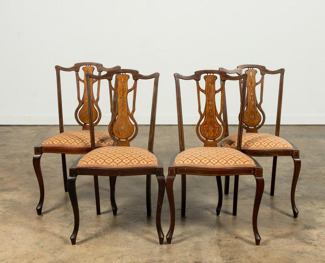 E. 20TH SET OF FOUR EDWARDIAN INLAID SIDE CHAIRS (1 of 5)