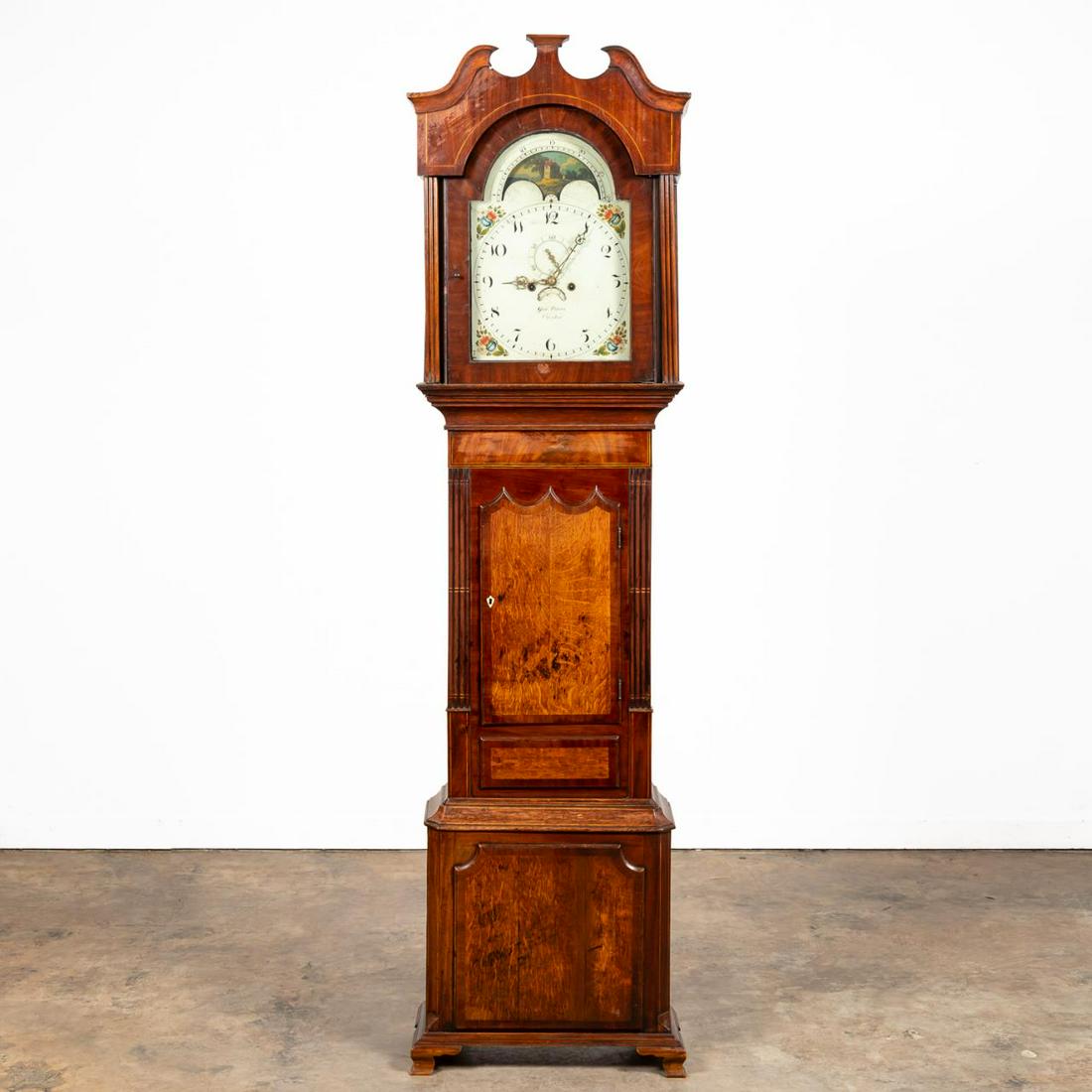 19TH C. ENGLISH OAK & MAHOGANY TALL CASE CLOCK (1 of 12)