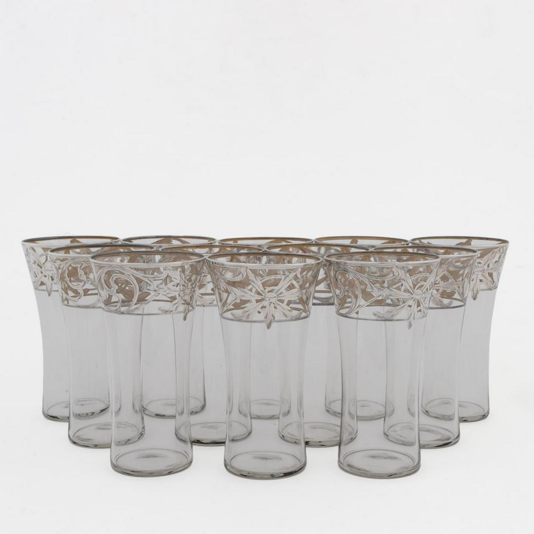 SET OF 12, SILVER OVERLAY GLASS TUMBLERS (1 of 4)