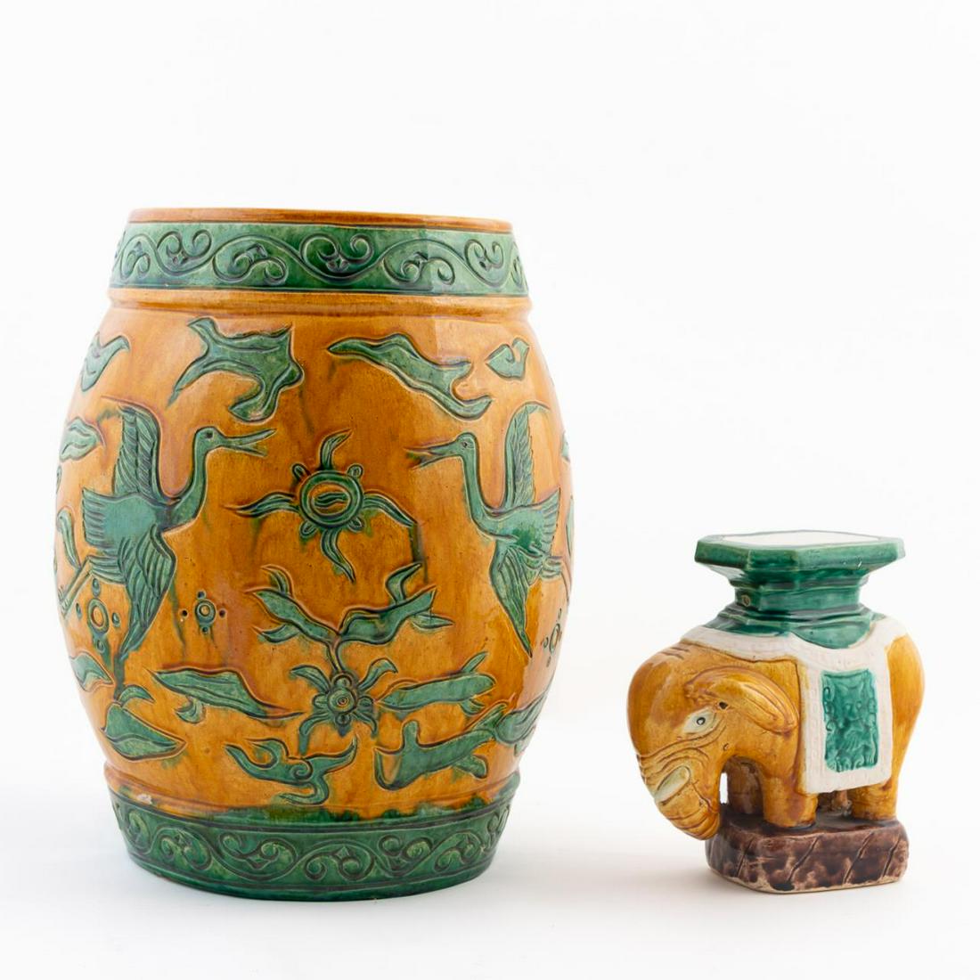 TWO CHINESE SANCAI GLAZE GARDEN STANDS (1 of 9)