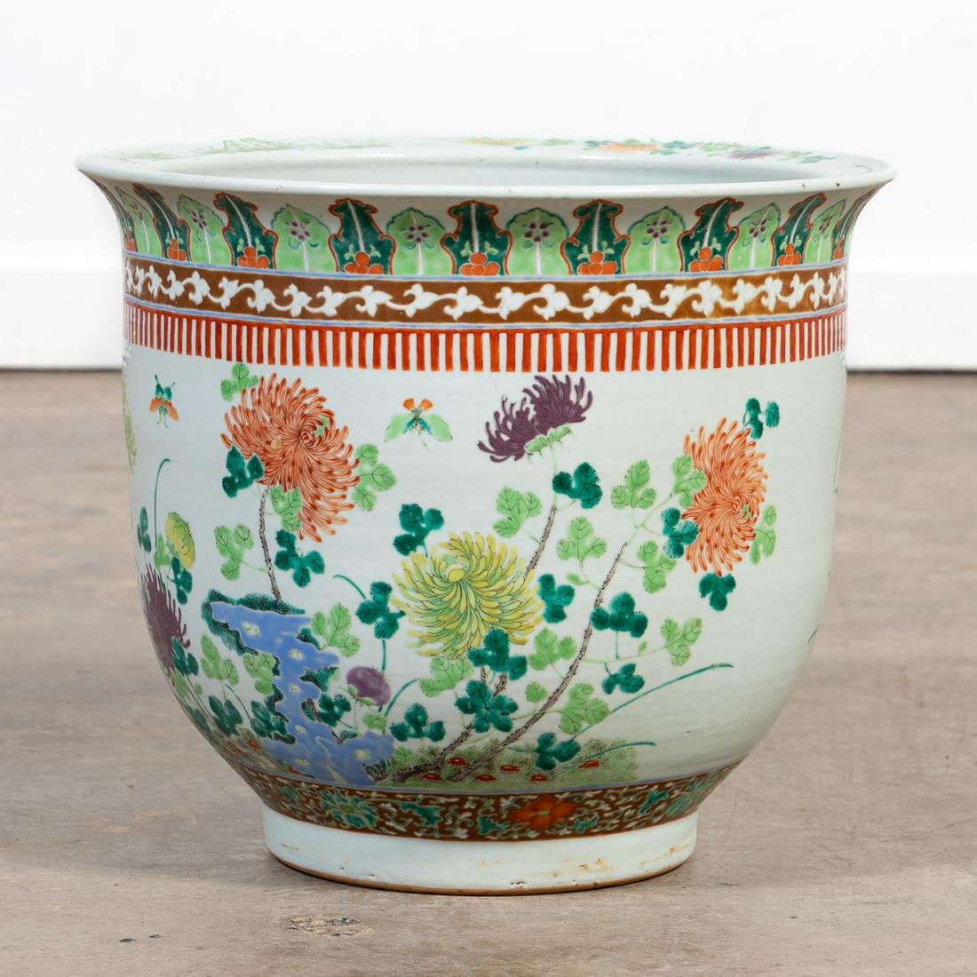 CHINESE FAMILLE VERTE PORCELAIN FISHBOWL PLANTER (1 of 6)