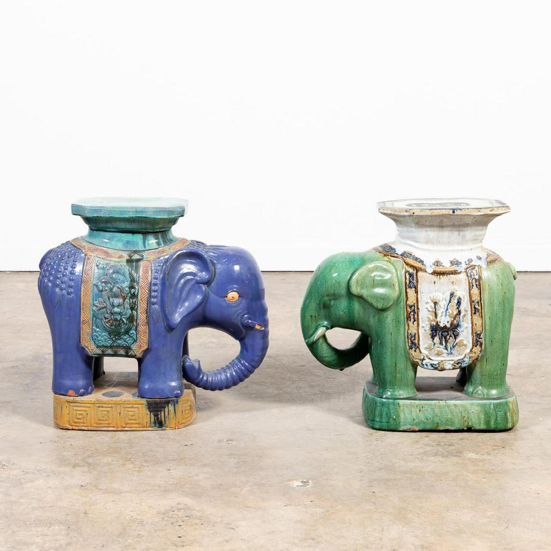 2 CHINESE CERAMIC ELEPHANT GARDEN SEATS (1 of 7)