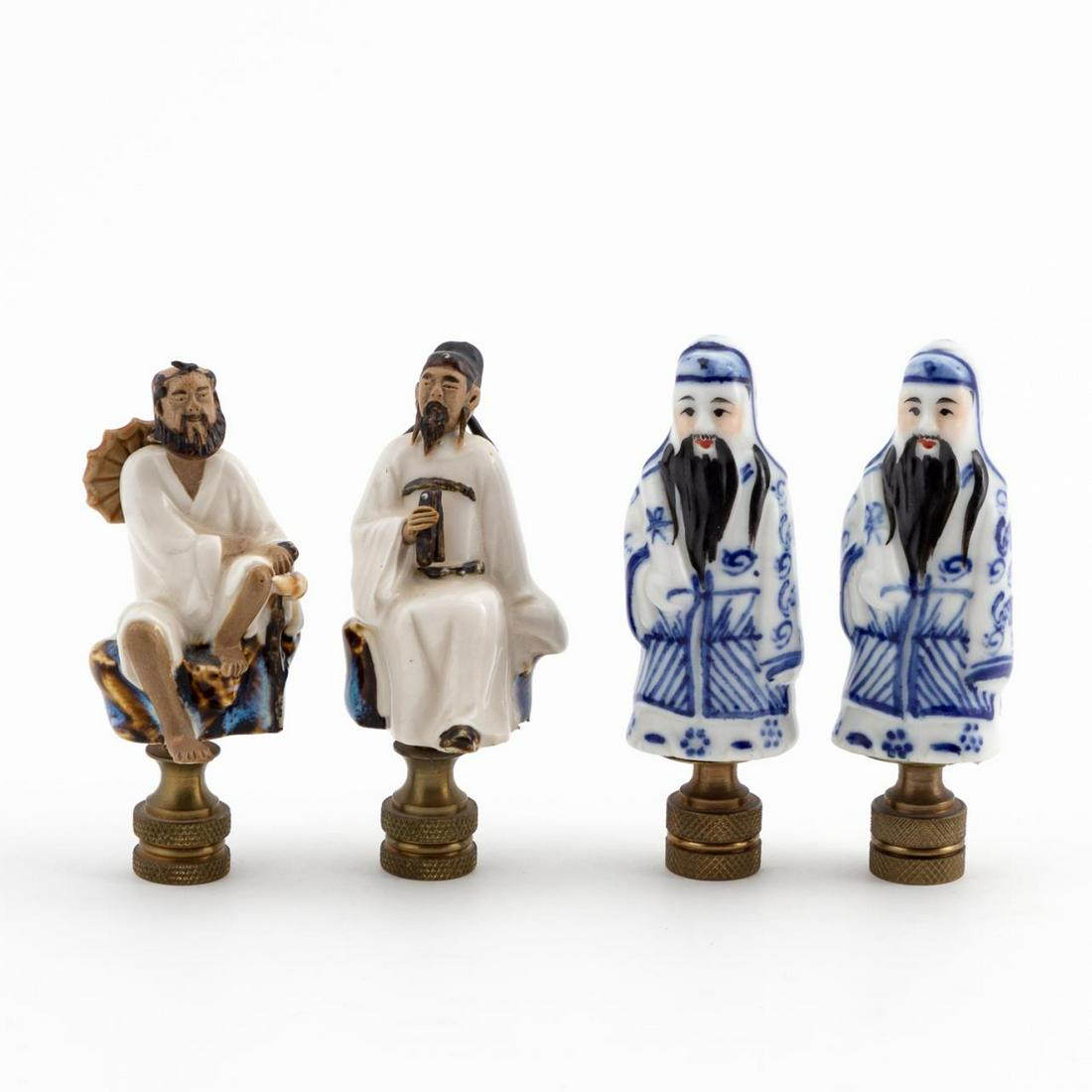 TWO PAIRS OF ASIAN FIGURAL LAMP FINIALS, 4PCS (1 of 5)